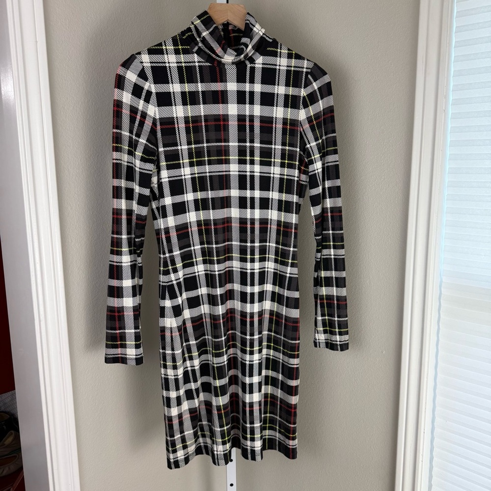 Alice + Olivia Delora Turtleneck Mini Dress in Freedom Plaid Black New Size‎ 10 - Picture 4 of 15